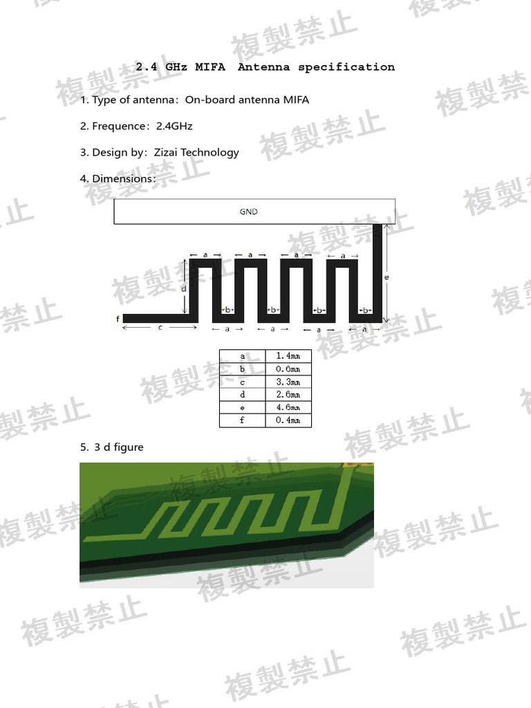 2.4 GHz MIFA Antenna Specifications | PDF