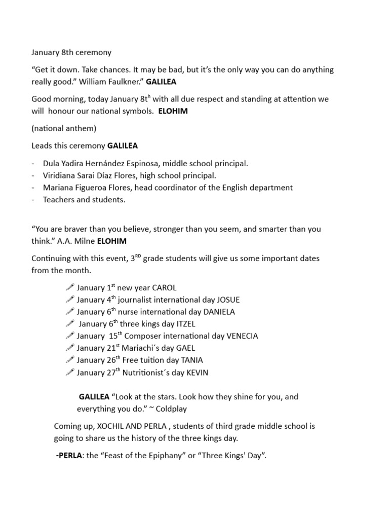 January 8th ceremony pdf