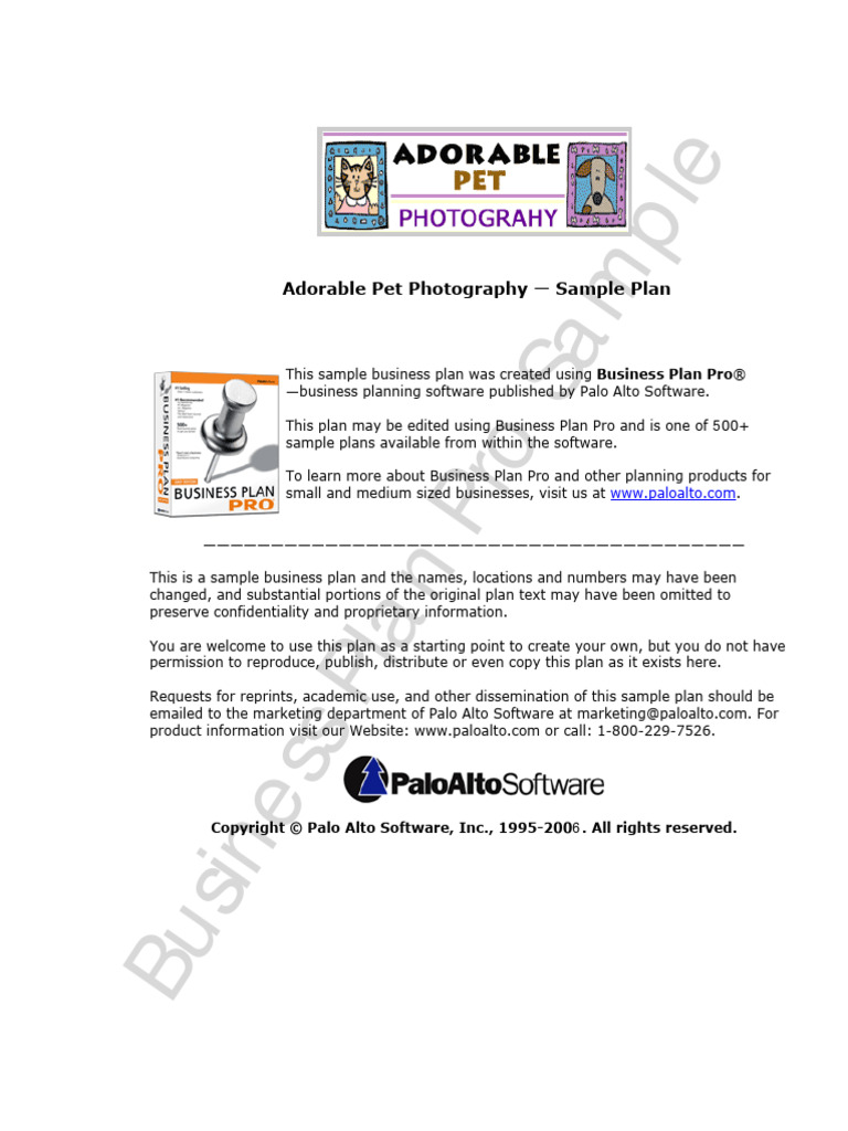 Sample Photography Business Plan PDF