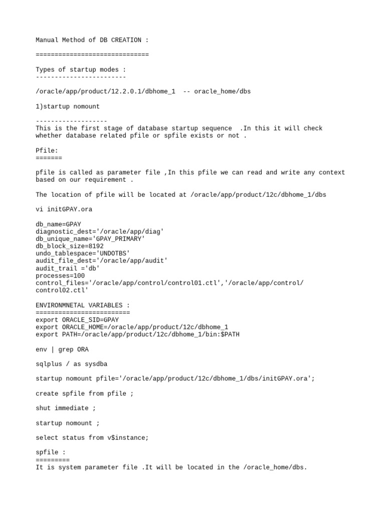 Oracle Database Startup Sequence Guide | PDF | Databases | Relational ...