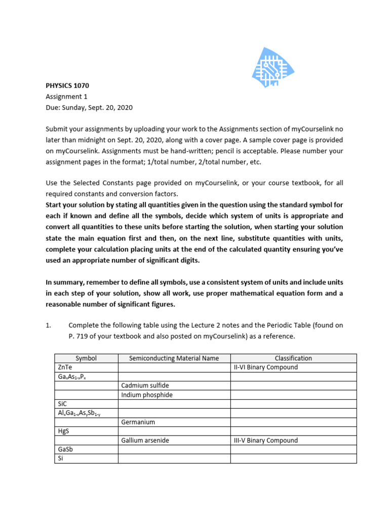 Phys 1070 assignment 1 2020 pdf electrical resistivity and