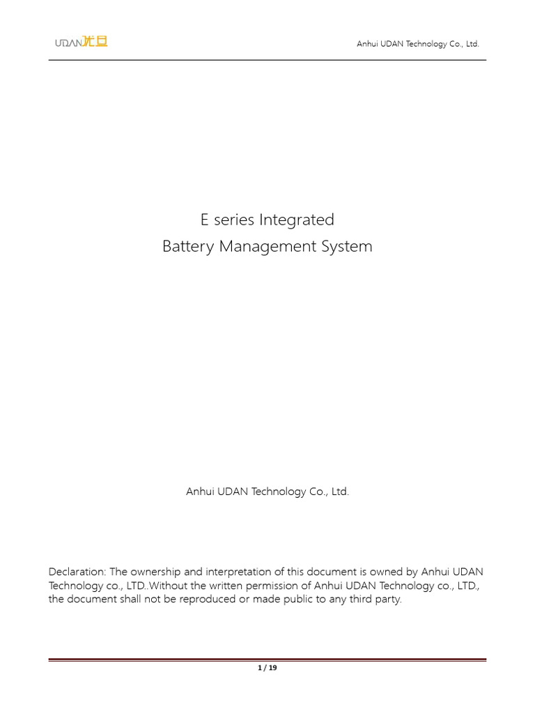 【Udan Tech】E720 BMS datasheet En. V1.2 | PDF