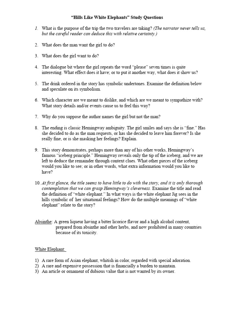 Hills Like White Elephants | PDF
