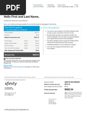Internet Cable Bill Example