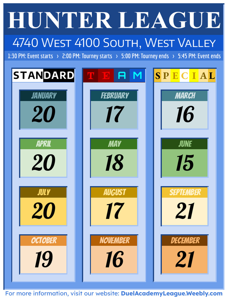 2024 Calendar Hunter League SML PDF