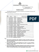 Karnataka State Holidays List 2024 Notification