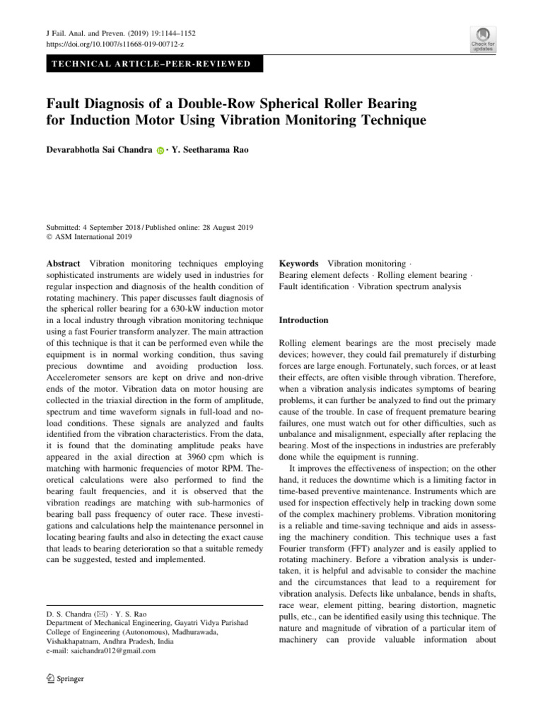 Fault Diagnosis of Spherical Roller Bearings | PDF | Bearing ...