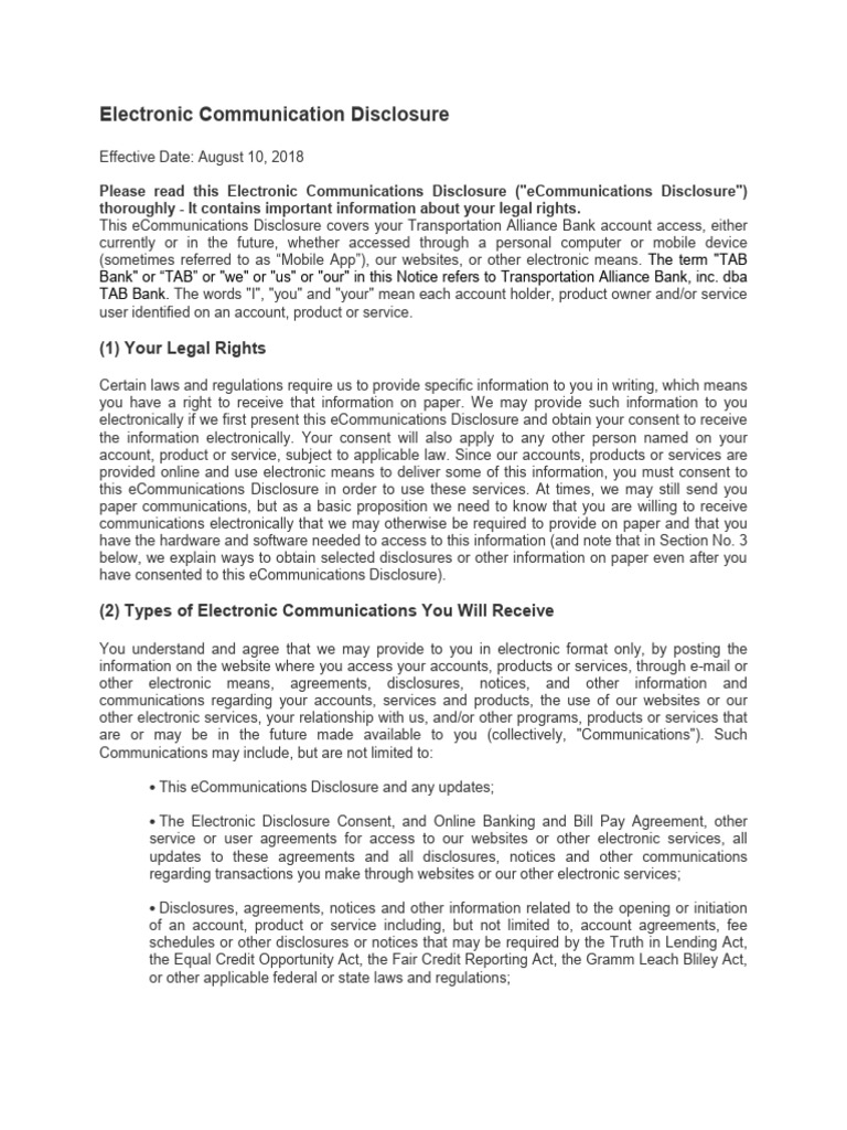 Electronic Communication Disclosure PDF