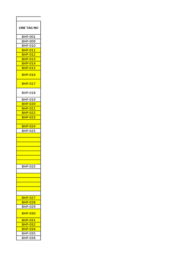Large Bore Line List | PDF
