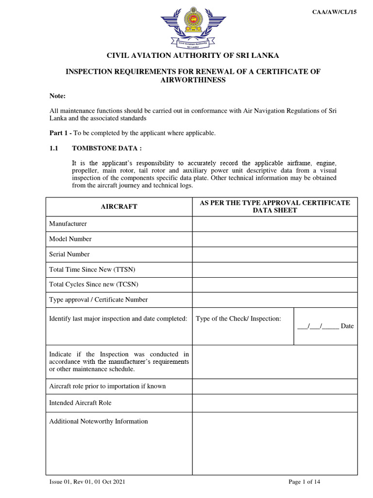 CAA Airworthiness Renewal Requirements | PDF