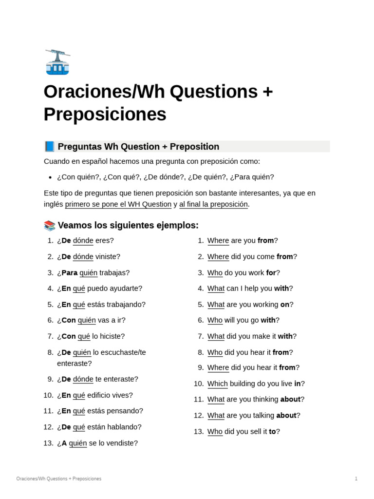 Oraciones con preposiciones | PDF