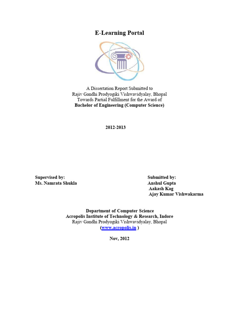E-Learning Portal Dissertation Report | PDF | Use Case | Computing