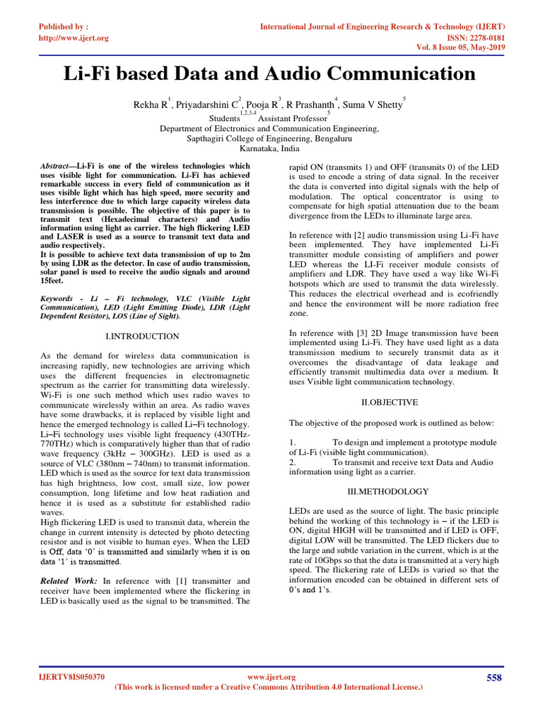 Li-Fi for Data and Audio Transmission | PDF | Radio | Transmitter
