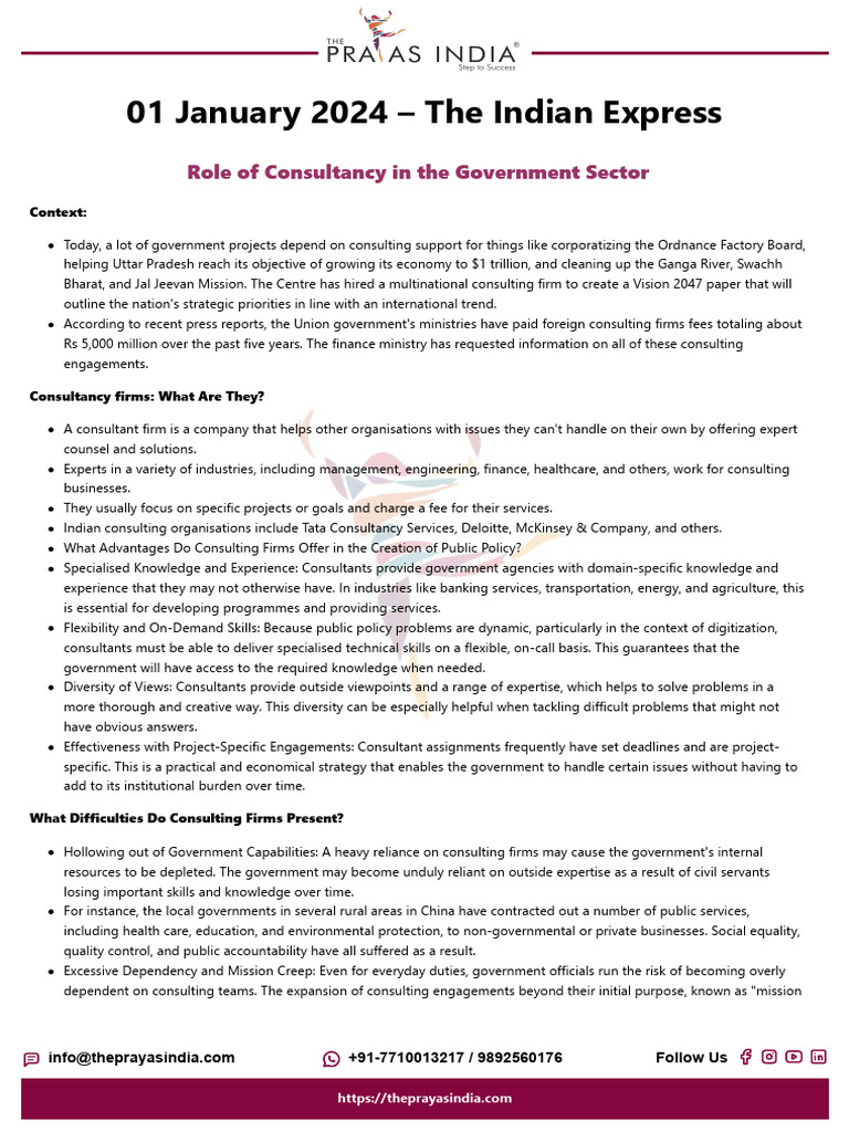01 january 2024 the indian express pdf consultant governance