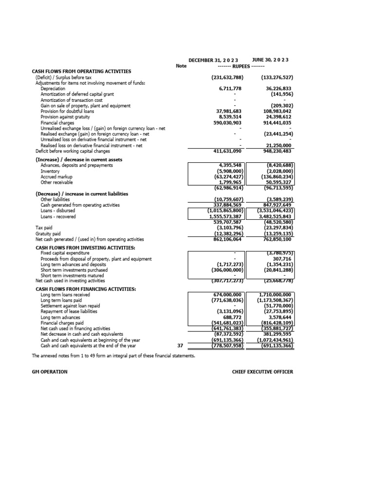 2023 Cash Flow Statement Analysis | PDF | Business Economics | Corporations