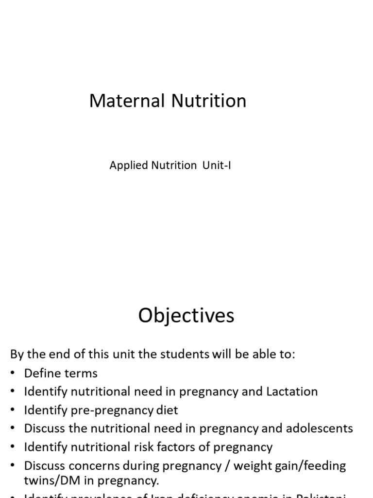 Maternal Nutrition Unit-I | PDF | Pregnancy | Fetus
