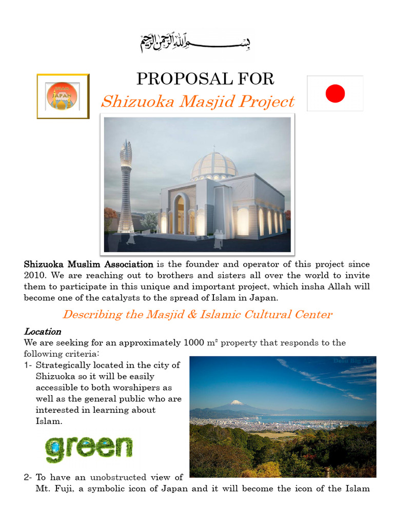 Shizuoka Masjid Project Proposal | PDF | Career & Growth | Social Science