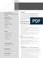 Grey and White Minimalist Professional Resume