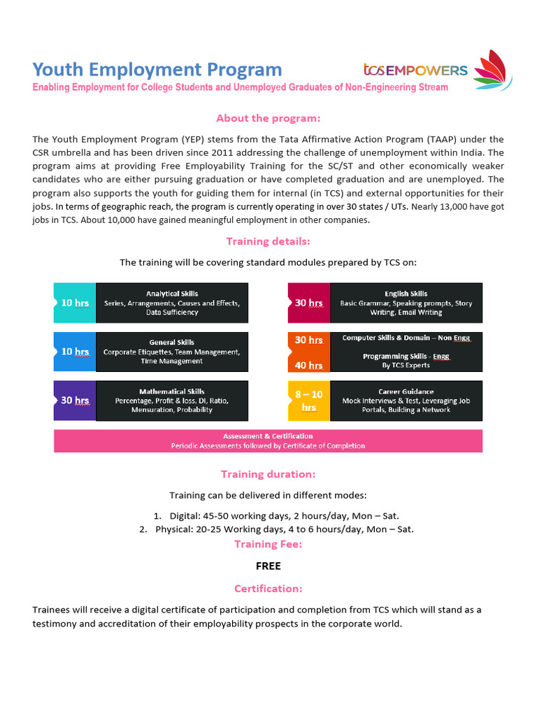 TCS YEP NE Brochure | PDF | Employment | Economies