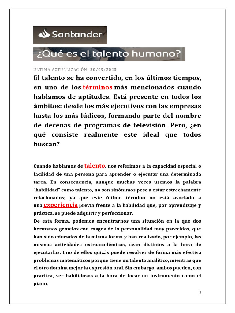 Qué Es El Talento Humano | PDF
