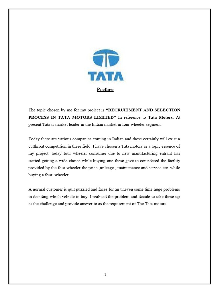 Recruitment and Selection Process in Tata Motors Limited | PDF
