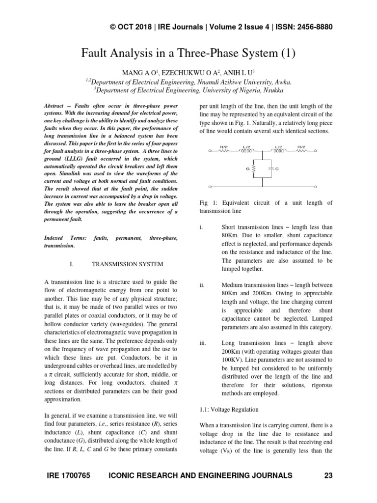 Fault Analysis in A Three-Phase System | PDF | Transmission Line ...