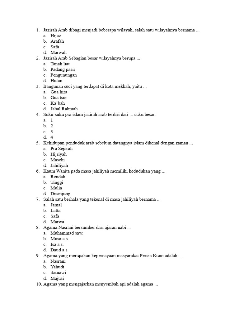 Soal Ulangan Ski Kelas 3 Smst 1 2023 Pdf