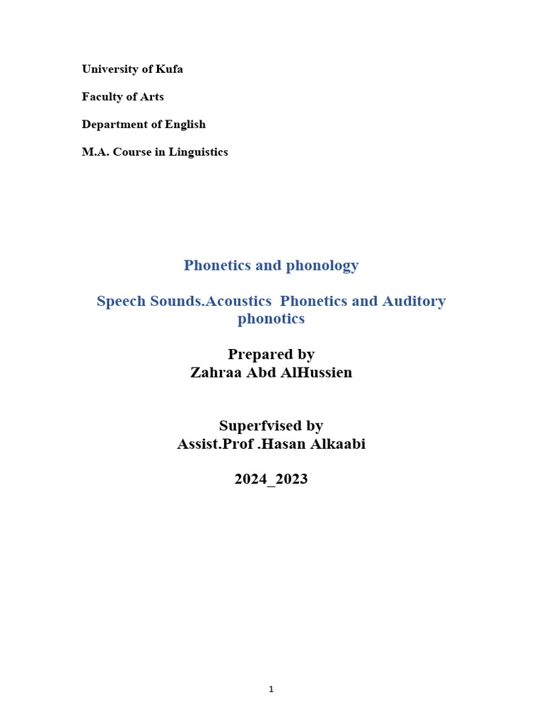 Speech Sounds - Acoustics Phonetics and Auditory Phonotics | PDF ...