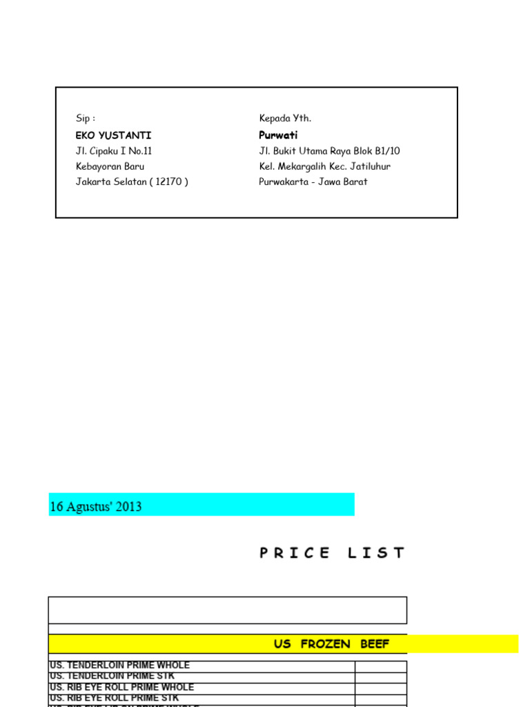 US Frozen Beef Price List PDF Cooking Food Wine Foreign 