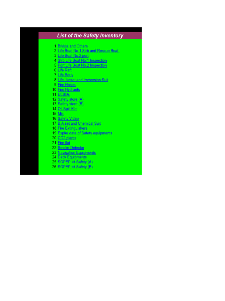 Maritime Safety Equipment List | PDF