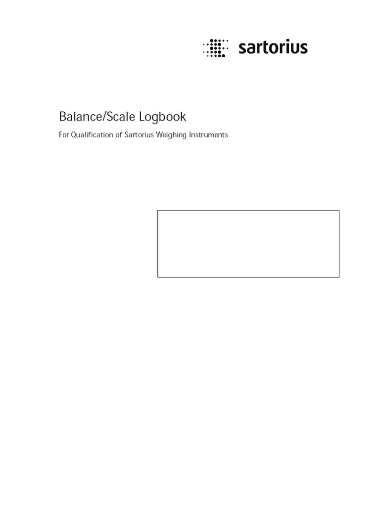 Balance/Scale Qualification Logbook | PDF | Weighing Scale | Calibration