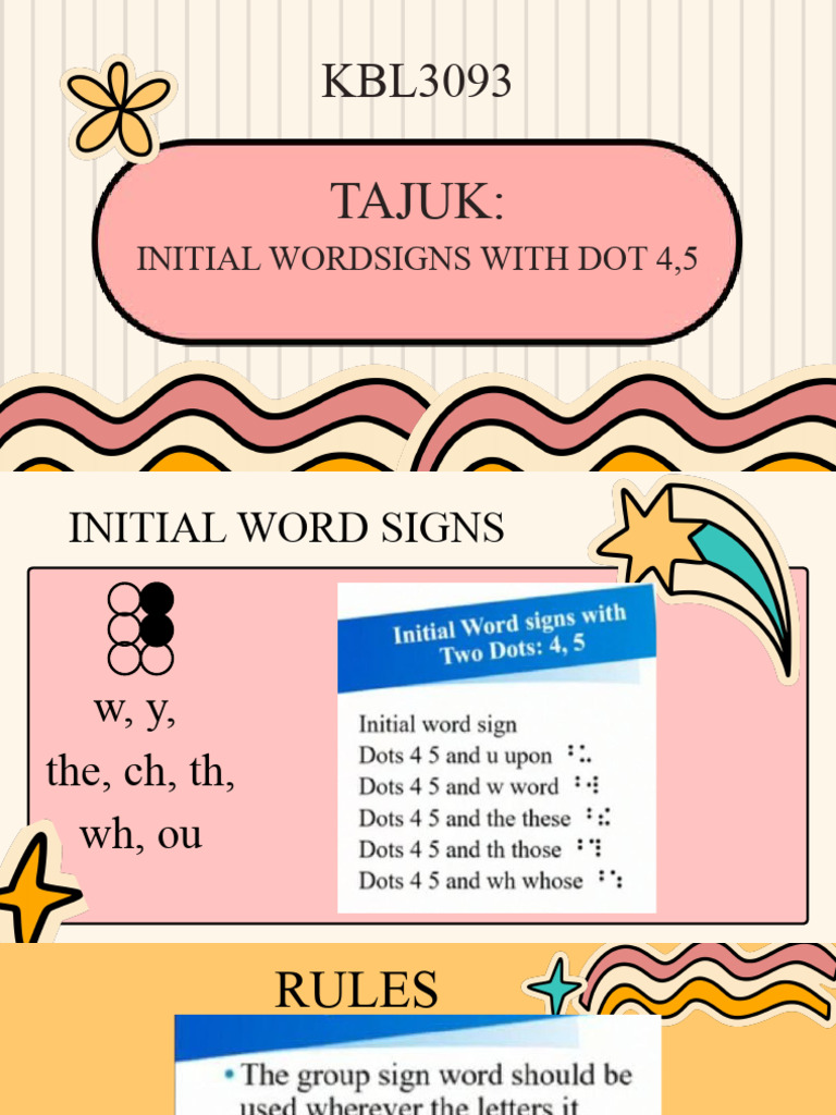 Initial Word Signs with Dot Rules | PDF