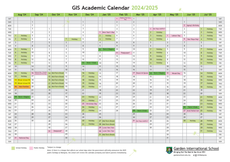 GIS Academic Calendar 2024 2025 FA PDF