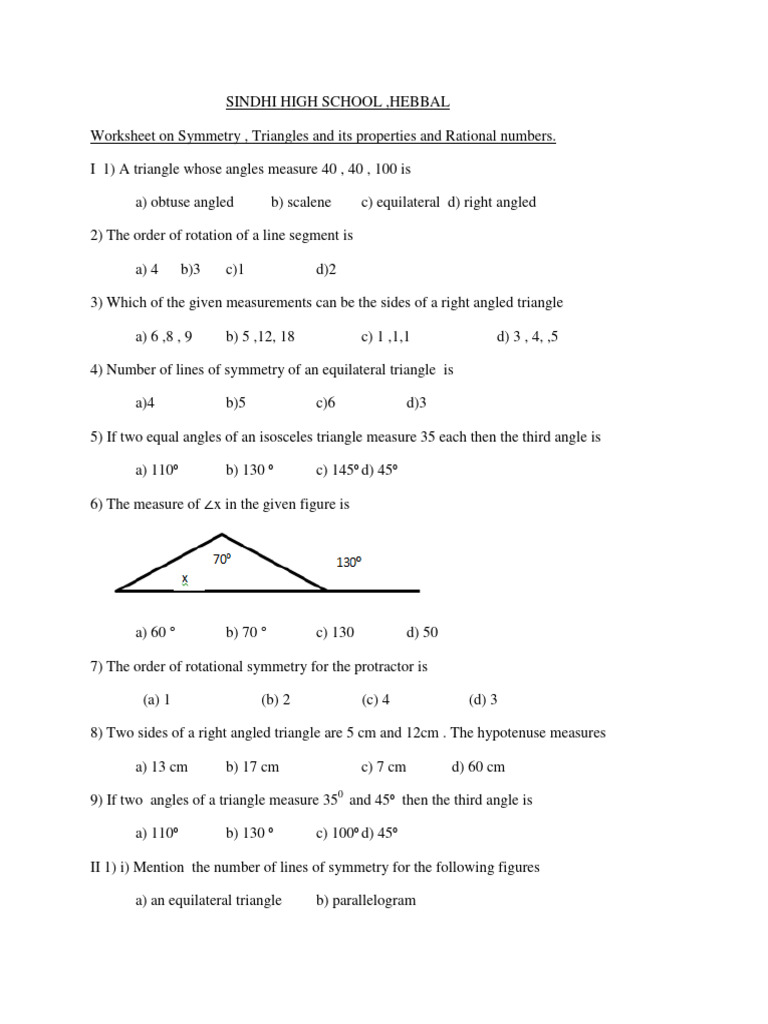 Math Worksheet for Students | PDF | Triangle | Elementary Geometry