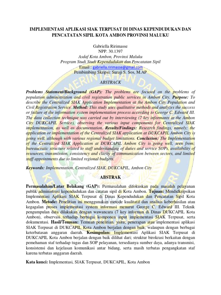 Aplikasi Sistem Informasi Kependudukan Siak