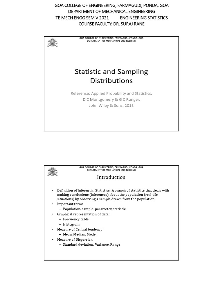 Engineering Statistics Overview | PDF | Statistics | Chi Squared ...