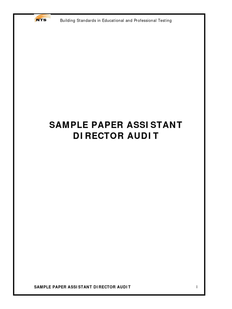 Sample Paper Assistant Director Audit | PDF