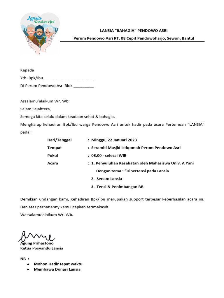 Undangan Lansia 22 Jan 23 | PDF