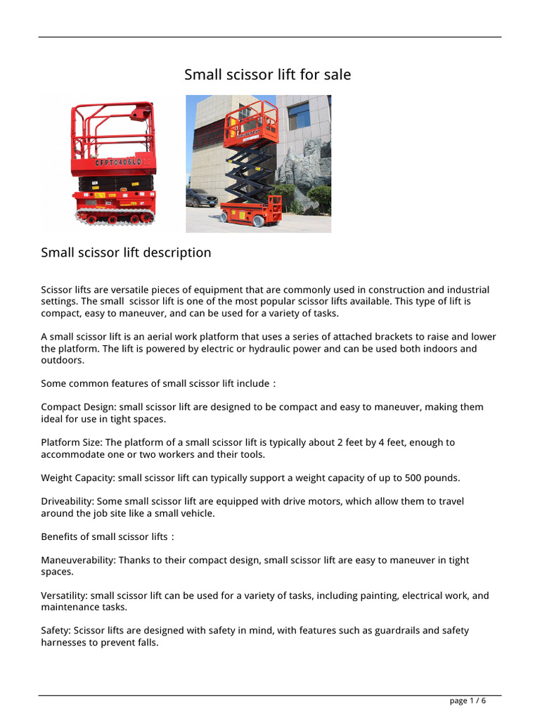 Compact Small Electric Scissor Lifts | PDF