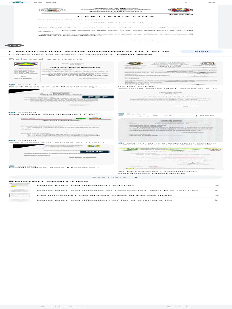 Barangay certificate of occupancy sample google search pdf