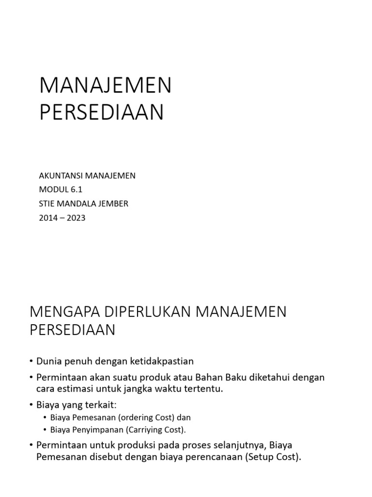 Manajemen Persediaan & Just In Time | PDF