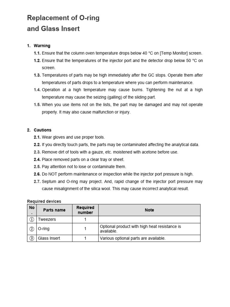 Replacement of oring glass insert pdf