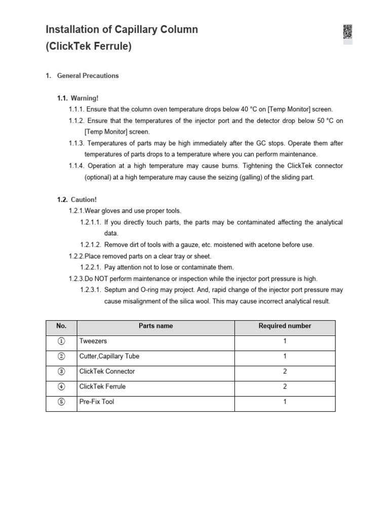 Installation of Capillary Column | PDF