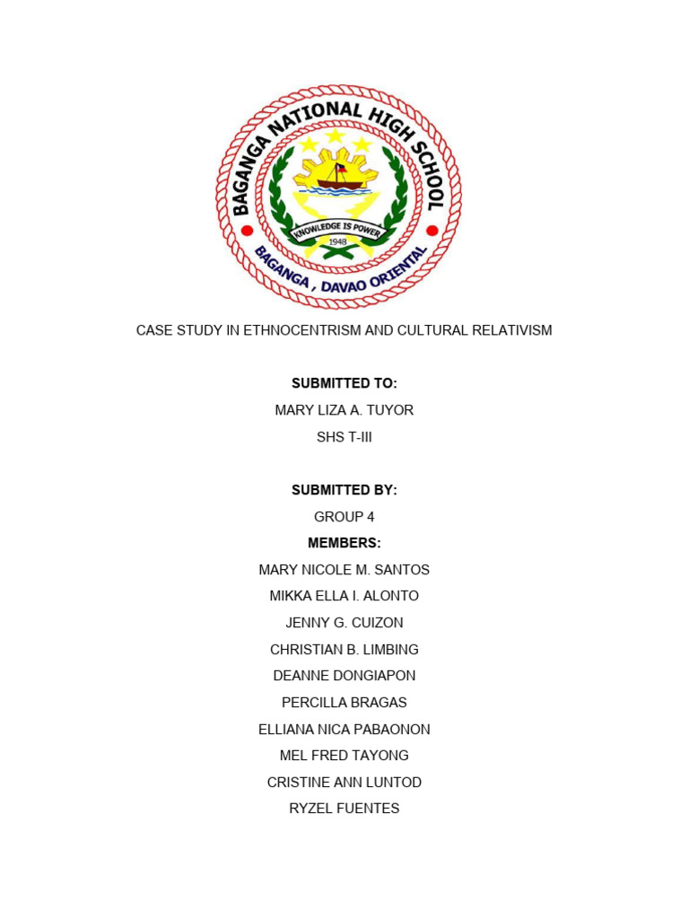 Case Study in Ethnocentrism and Cultural Relativism PDF Accent
