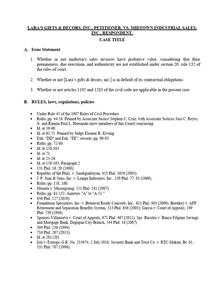 Legal Dispute: Lara's Gifts vs. Midtown | PDF