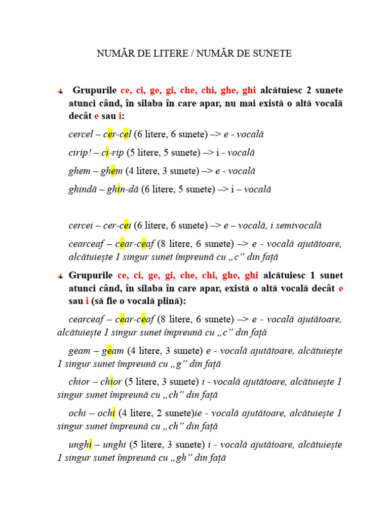 Nr. Litere Si Nr. Sunete | PDF