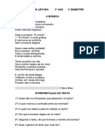 Diagnóstico de Leitura 3º Ano 3º Bimestre