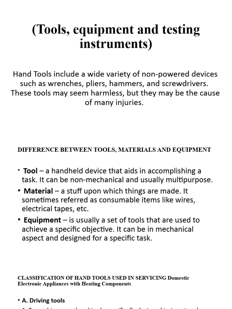 Tools Equipment and Testing Instruments | PDF | Soldering 