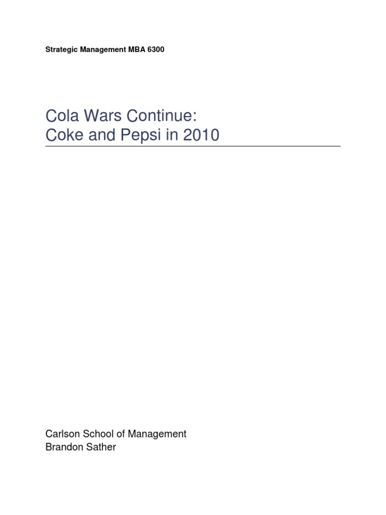 Coke Case Memo | PDF | Coca Cola | Pepsi