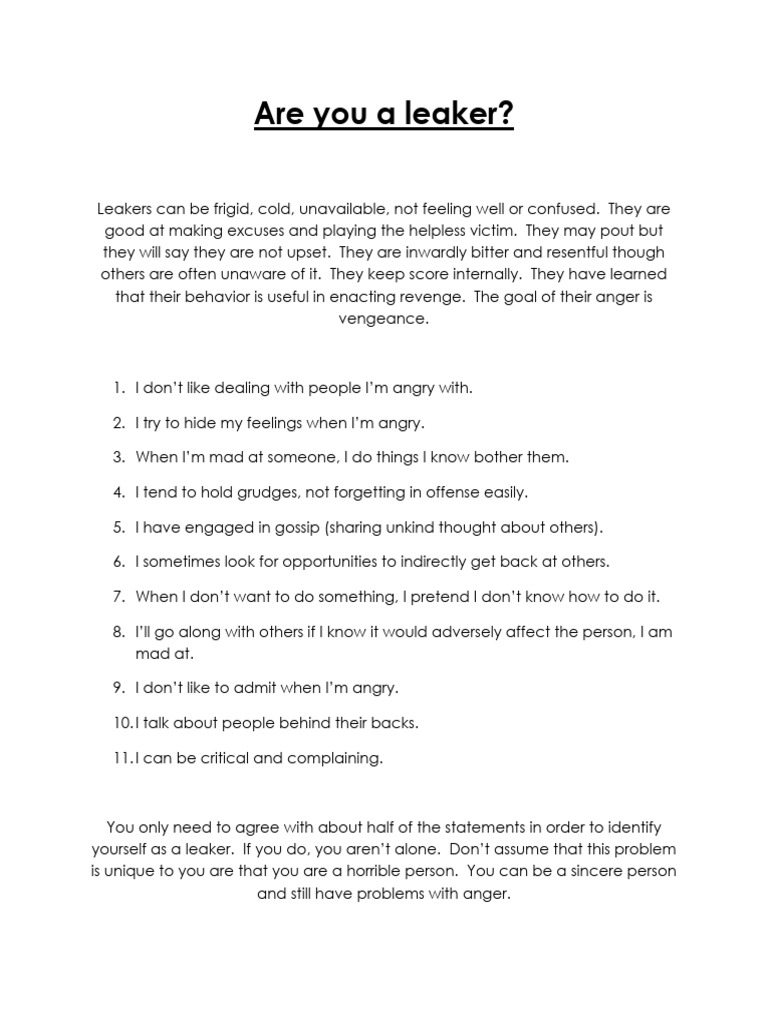 Are You A Leaker | PDF